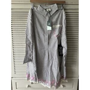 Tuckernuck Embroidered Floral Callahan Shirt Dress Large NWT